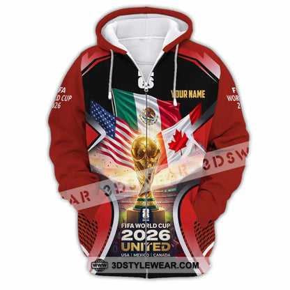 Unisex Shirt - Custom World Cup 2026 3D Shirt Zipper Hoodie / S T-shirt