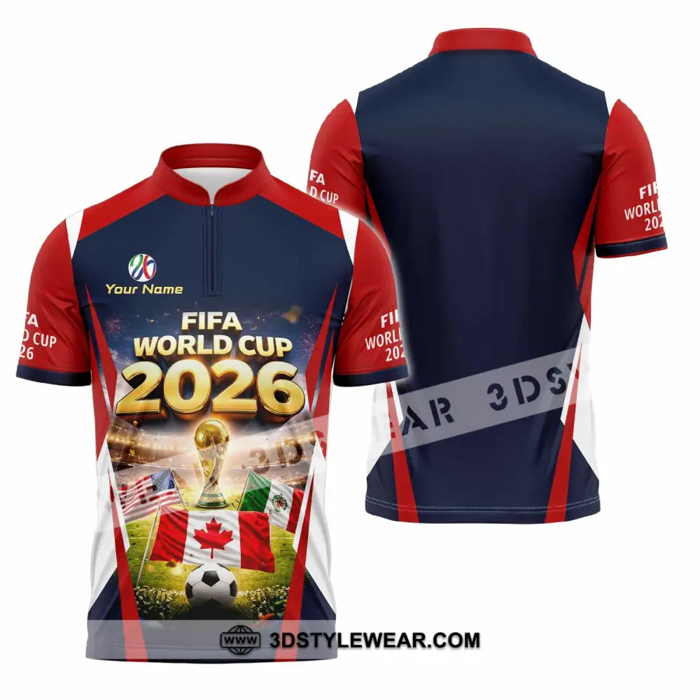 Unisex Shirt - Custom World Cup 2026 3D Shirt Zipper Polo Shirt / S T-shirt