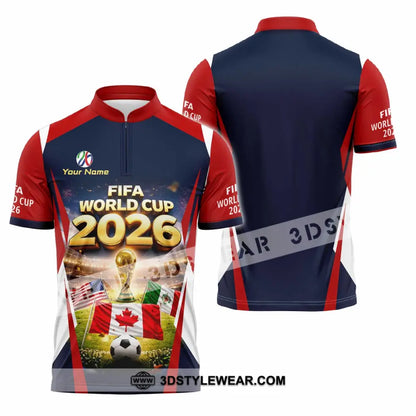 Unisex Shirt - Custom World Cup 2026 3D Shirt Zipper Polo Shirt / S T-shirt
