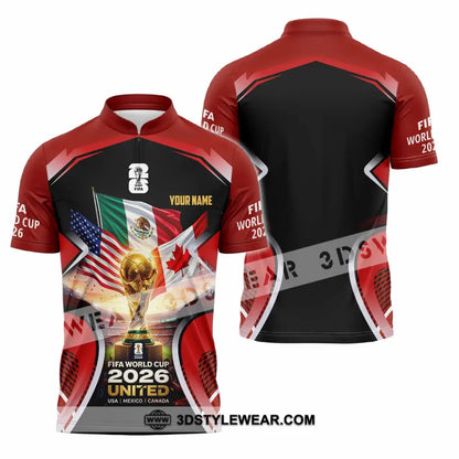 Unisex Shirt - Custom World Cup 2026 3D Shirt Zipper Polo Shirt / S T-shirt