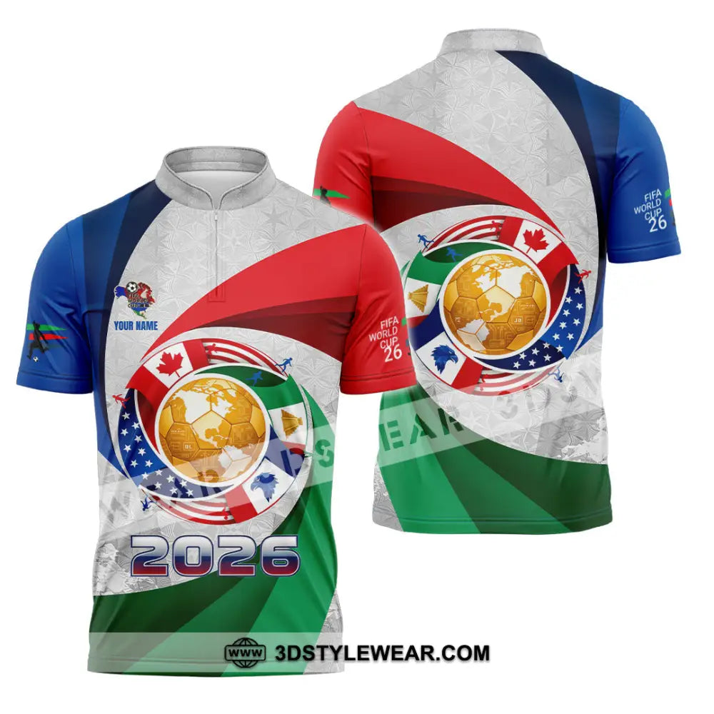 Unisex Shirt - Custom World Cup 2026 3D Shirt Zipper Polo Shirt / S T-shirt