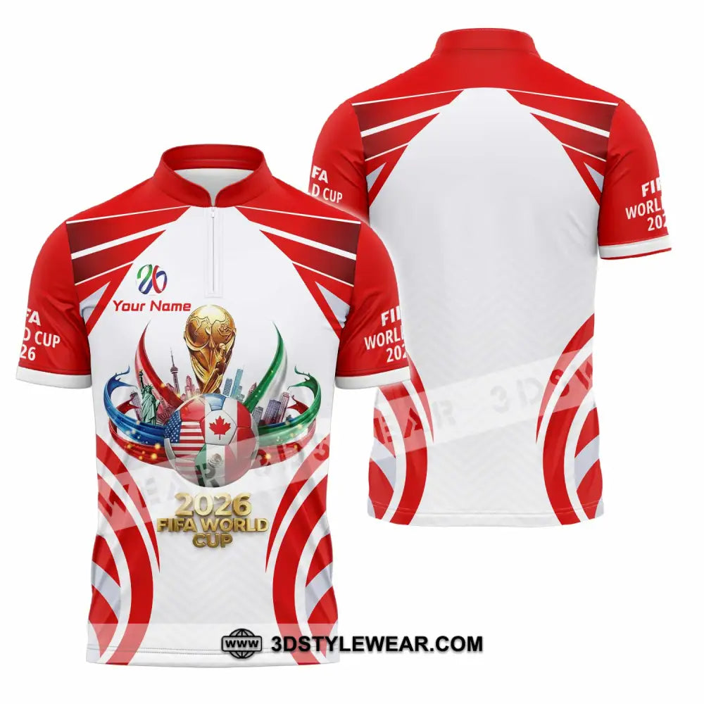 Unisex Shirt - Custom World Cup 2026 3D Shirt Zipper Polo Shirt / S T-shirt
