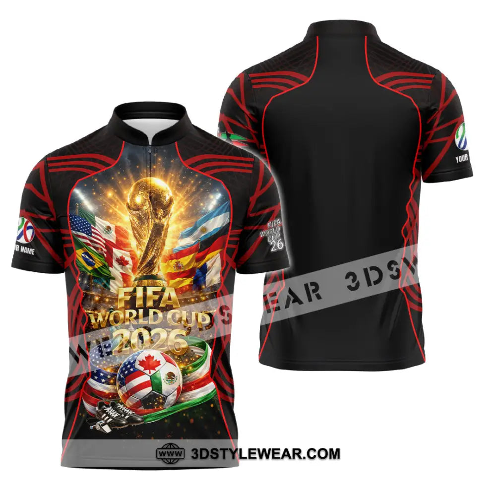 Unisex Shirt - Custom World Cup 2026 3D Shirt Zipper Polo Shirt / S T-shirt