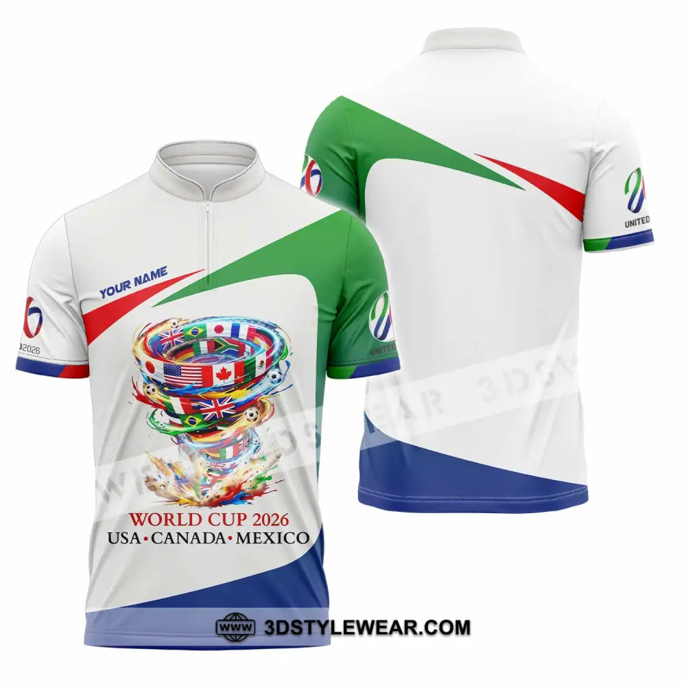 Unisex Shirt - Custom World Cup 2026 3D Shirt Zipper Polo Shirt / S T-shirt