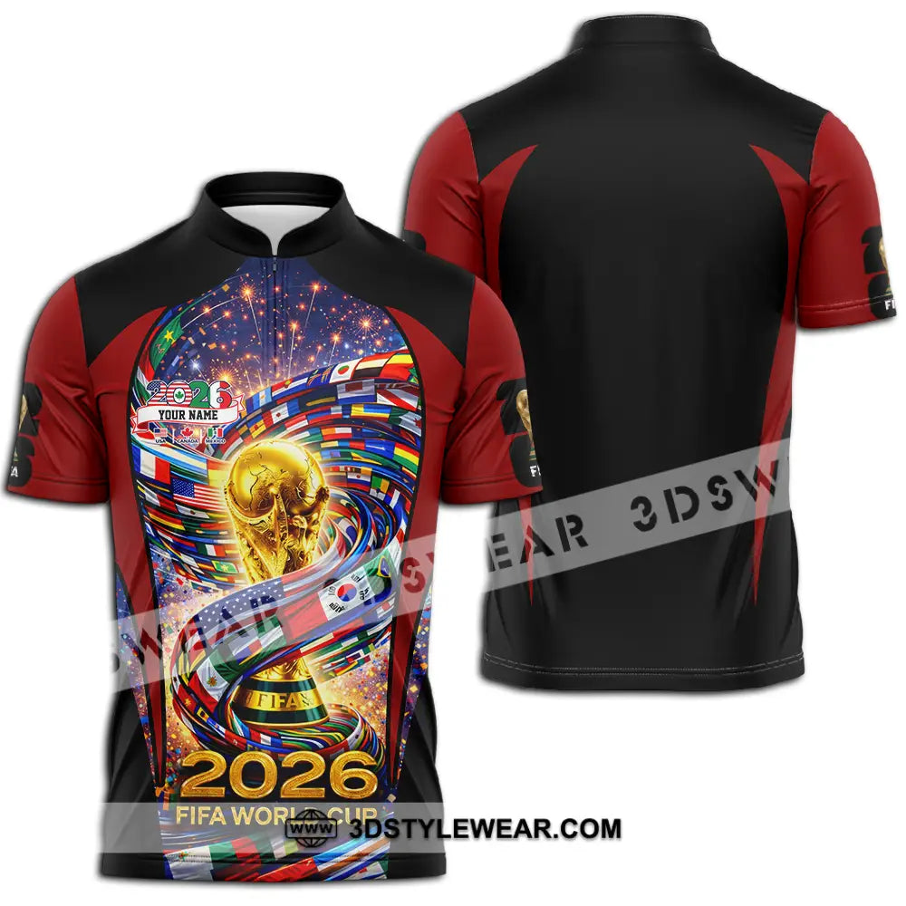 Unisex Shirt - Custom World Cup 2026 3D Shirt Zipper Polo Shirt / S T-shirt