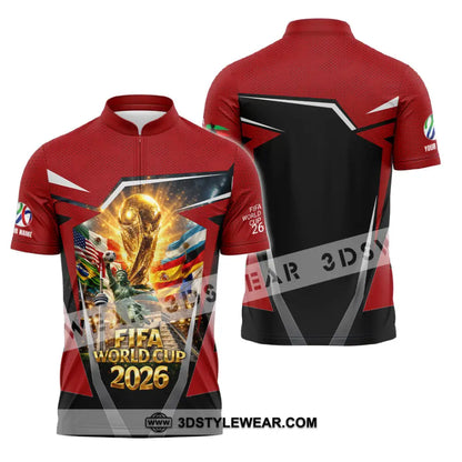 Unisex Shirt - Custom World Cup 2026 3D Shirt Zipper Polo Shirt / S T-shirt