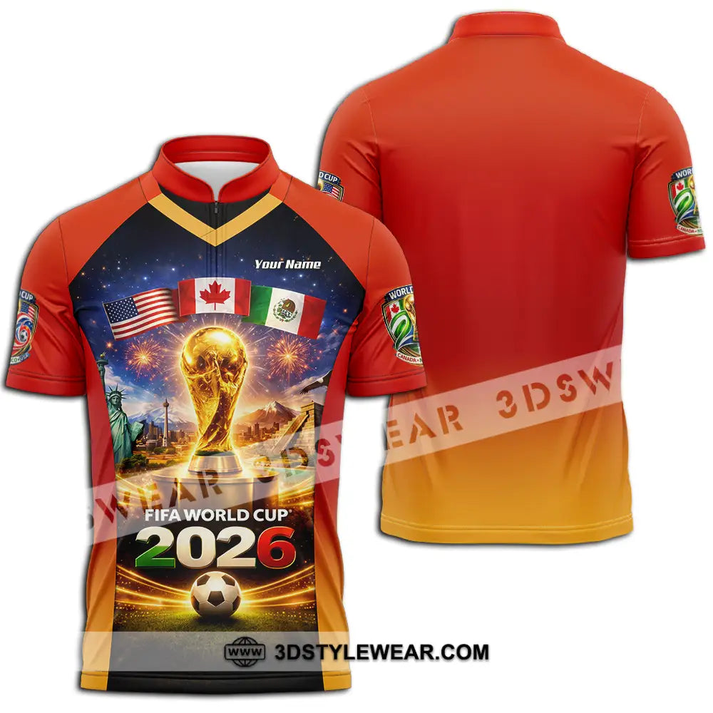 Unisex Shirt - Custom World Cup 2026 3D Shirt Zipper Polo Shirt / S T-shirt