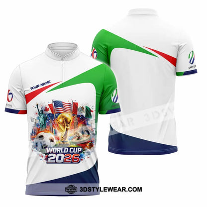 Unisex Shirt - Custom World Cup 2026 3D Shirt Zipper Polo Shirt / S T-shirt