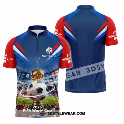Unisex Shirt - Custom World Cup 2026 3D Shirt Zipper Polo Shirt / S T-shirt
