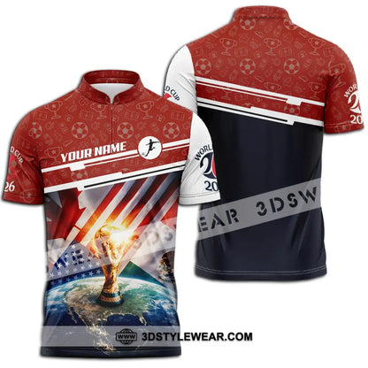 Unisex Shirt - Custom World Cup 2026 3D Shirt Zipper Polo Shirt / S T-shirt