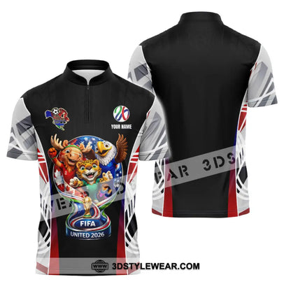 Unisex Shirt - Custom World Cup 2026 3D Shirt Zipper Polo Shirt / S T-shirt