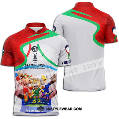 Unisex Shirt - Custom World Cup 2026 3D Shirt Zipper Polo Shirt / S T-shirt