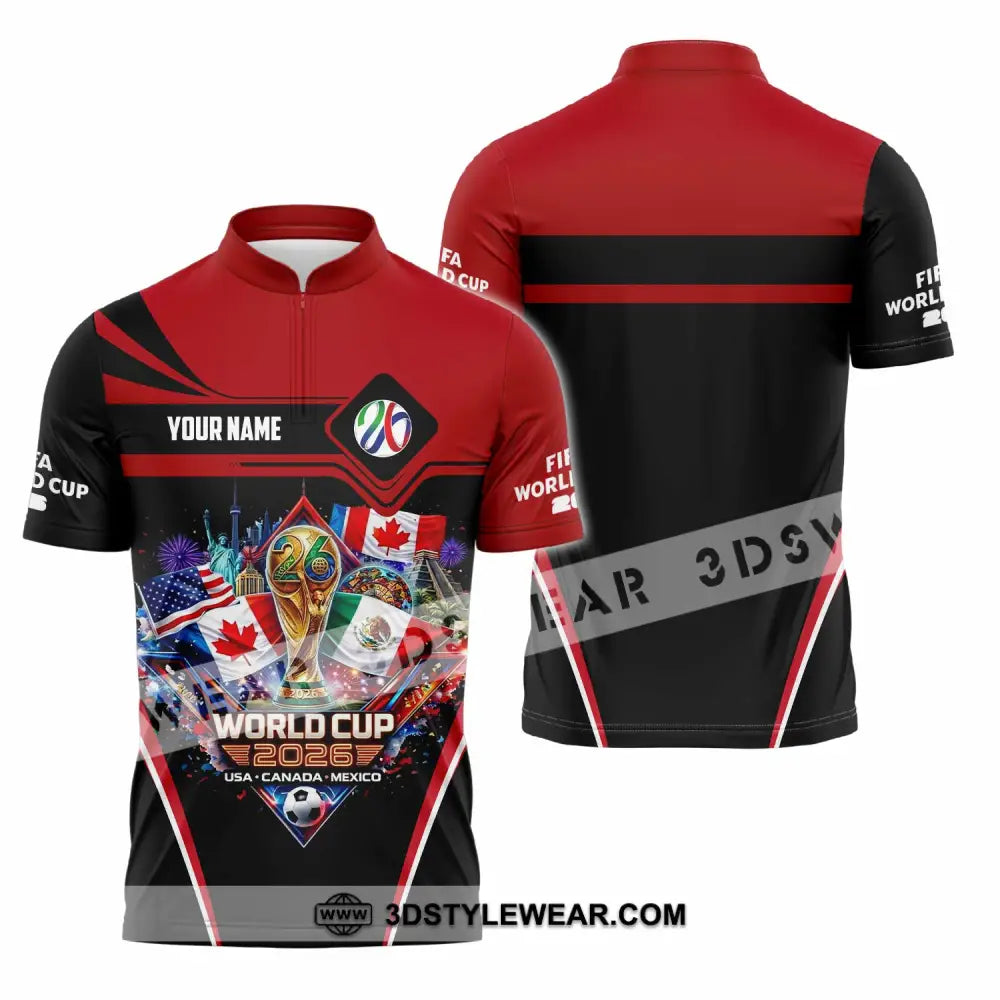 Unisex Shirt - Custom World Cup 2026 3D Shirt Zipper Polo Shirt / S T-shirt