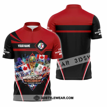 Unisex Shirt - Custom World Cup 2026 3D Shirt Zipper Polo Shirt / S T-shirt