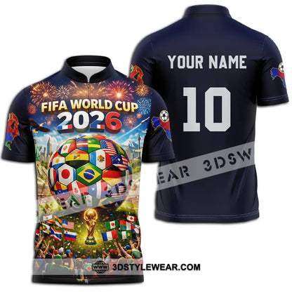 Unisex Shirt - Custom World Cup 2026 3D Shirt Zipper Polo Shirt / S T-shirt