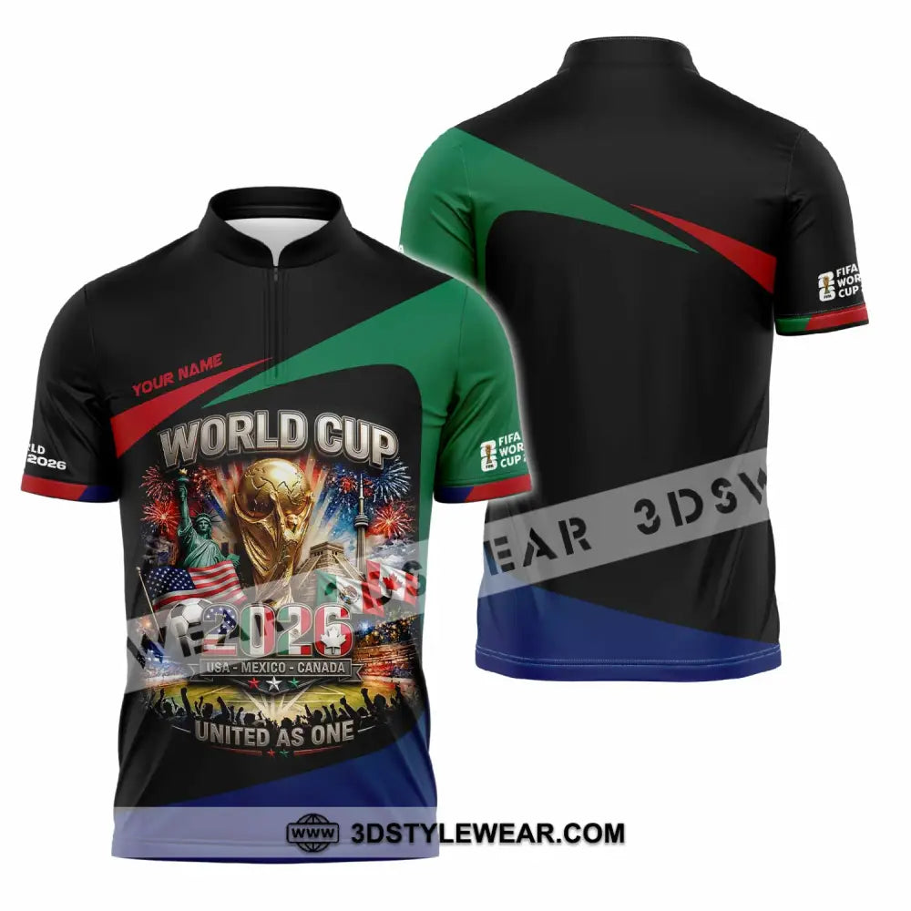 Unisex Shirt - Custom World Cup 2026 3D Shirt Zipper Polo Shirt / S T-shirt