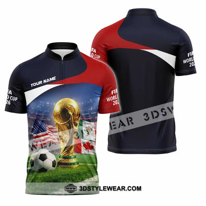 Unisex Shirt - Custom World Cup 2026 3D Shirt Zipper Polo Shirt / S T-shirt