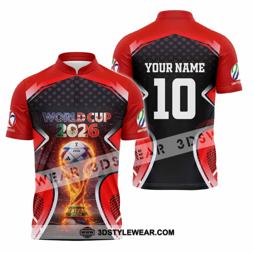 Unisex Shirt - Custom World Cup 2026 3D Shirt Zipper Polo Shirt / S T-shirt