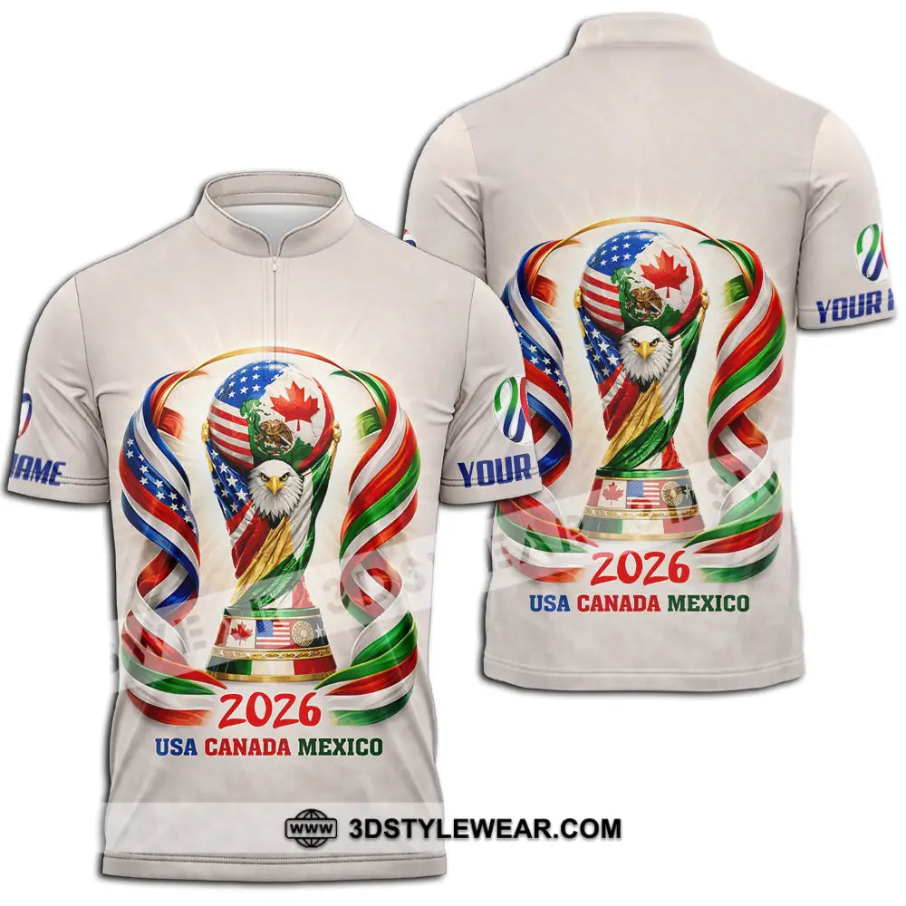 Unisex Shirt - Custom World Cup 2026 3D Shirt Zipper Polo Shirt / S T-shirt