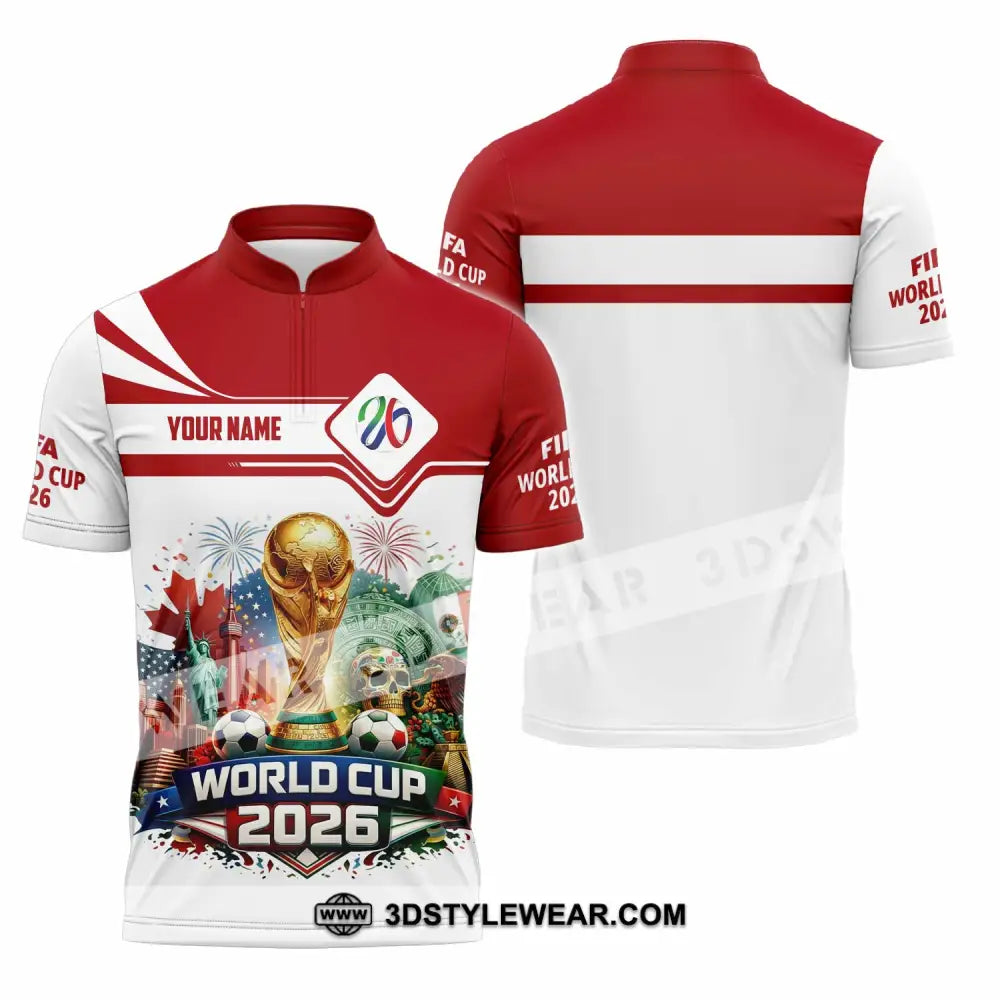 Unisex Shirt - Custom World Cup 2026 3D Shirt Zipper Polo Shirt / S T-shirt