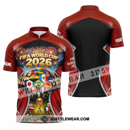 Unisex Shirt - Custom World Cup 2026 3D Shirt Zipper Polo Shirt / S T-shirt