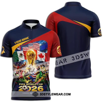 Unisex Shirt - Custom World Cup 2026 3D Shirt Zipper Polo Shirt / S T-shirt