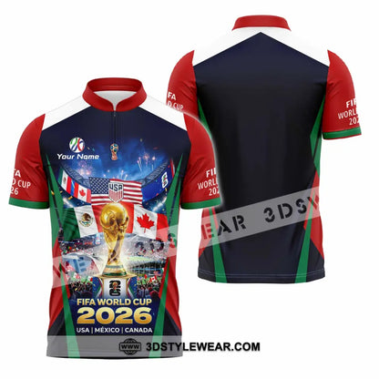 Unisex Shirt - Custom World Cup 2026 3D Shirt Zipper Polo Shirt / S T-shirt