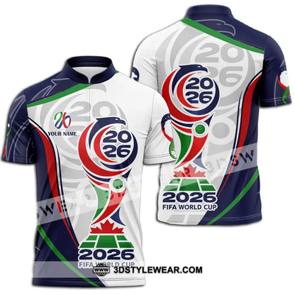 Unisex Shirt - Custom World Cup 2026 3D Shirt Zipper Polo Shirt / S T-shirt