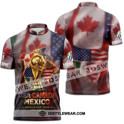 Unisex Shirt - Custom World Cup 2026 3D Shirt Zipper Polo Shirt / S T-shirt