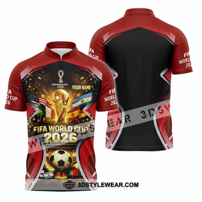 Unisex Shirt - Custom World Cup 2026 3D Shirt Zipper Polo Shirt / S T-shirt
