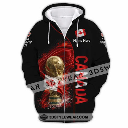 Unisex Shirt - Custom World Cup 2026 Canada 3D Shirt Zipper Hoodie / S T-shirt