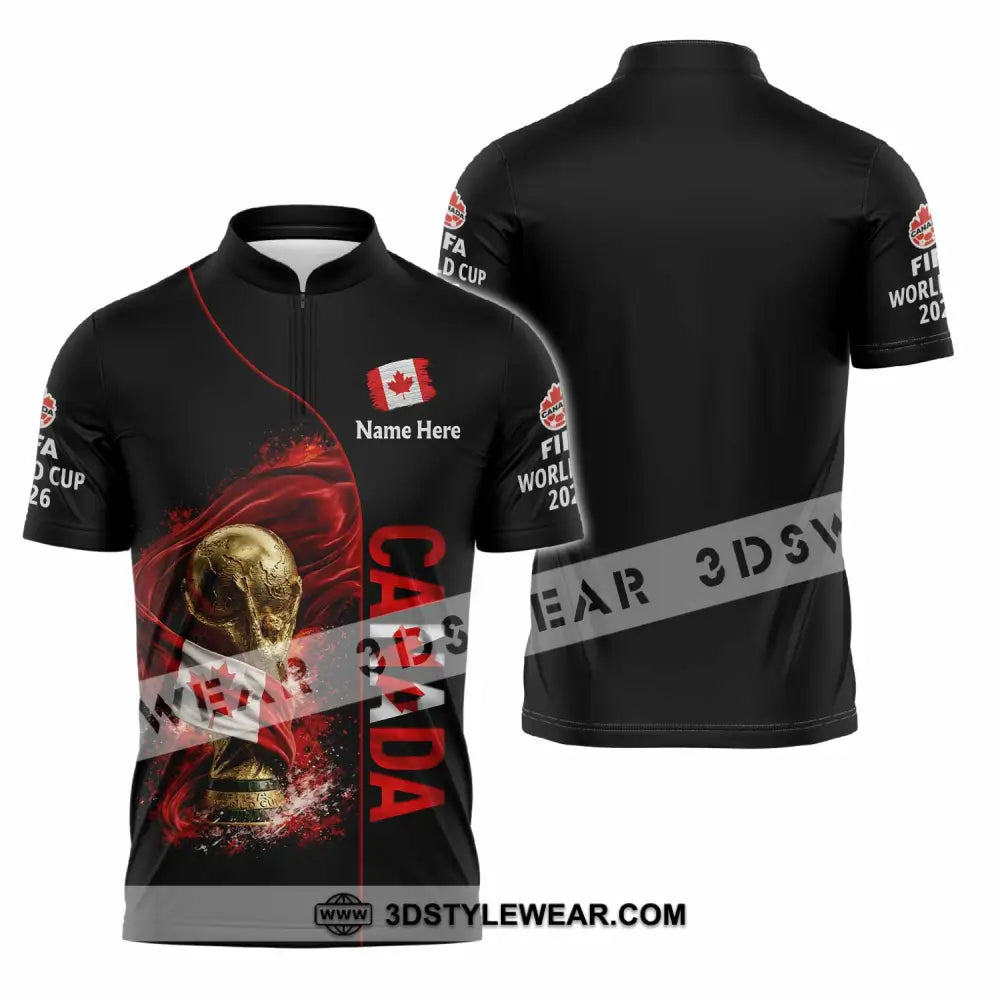 Unisex Shirt - Custom World Cup 2026 Canada 3D Shirt Zipper Polo Shirt / S T-shirt