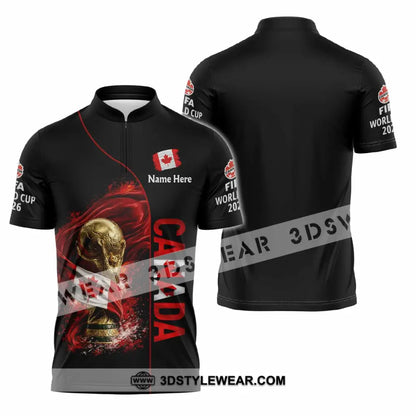 Unisex Shirt - Custom World Cup 2026 Canada 3D Shirt Zipper Polo Shirt / S T-shirt