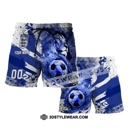 Unisex Short Pants - Custom Name And Number Short Pants, England National Team Lion Ball style option 2