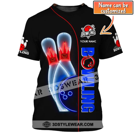 Unisex T-Shirt, Custom Name Bowling T-Shirt, Bowling Love, Shirt For Bowling Lovers style option 1