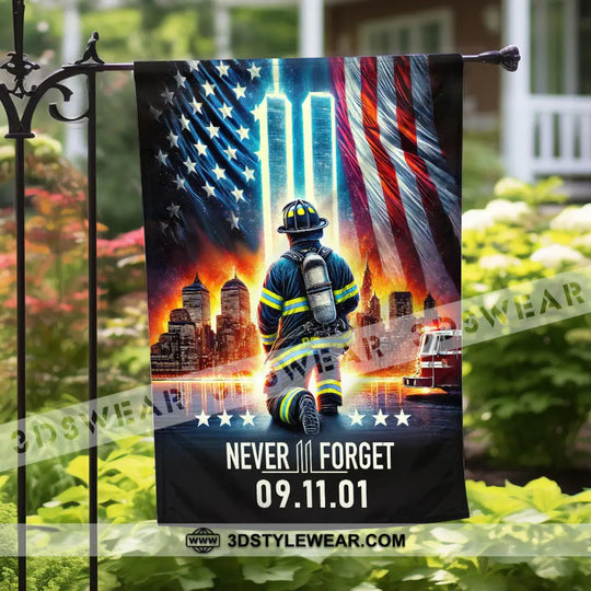 United States Flag, Fireman 911 Memorial - American Memorial Flag style option 2