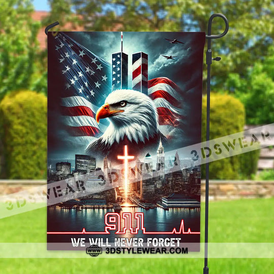 United States Flag, Fireman 911 Memorial - American Memorial Flag style option 4