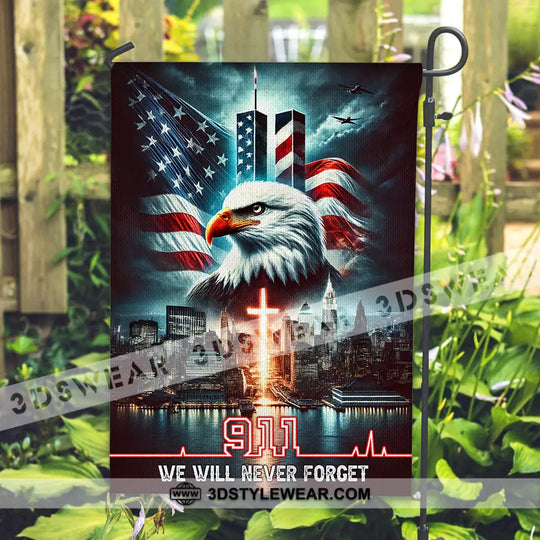 United States Flag, Fireman 911 Memorial - American Memorial Flag style option 2