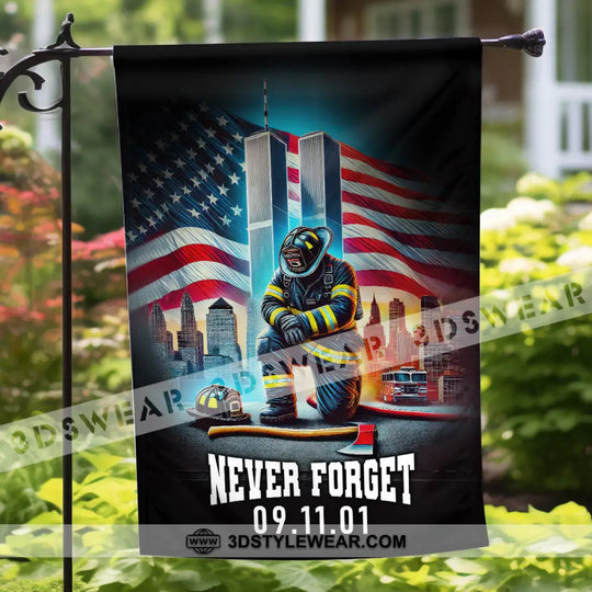 United States Flag, Fireman 911 Memorial - American Memorial Flag style option 1