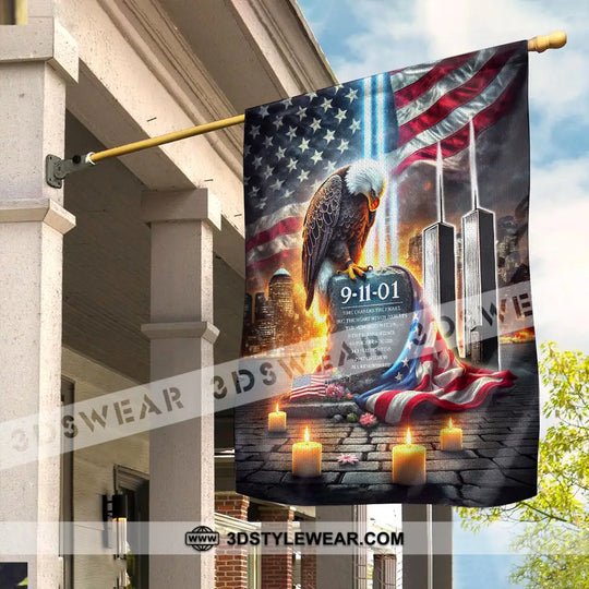 United States Flag, Fireman 911 Memorial - American Memorial Flag style option 3