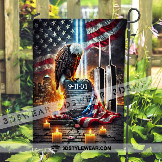 United States Flag, Fireman 911 Memorial - American Memorial Flag style option 2