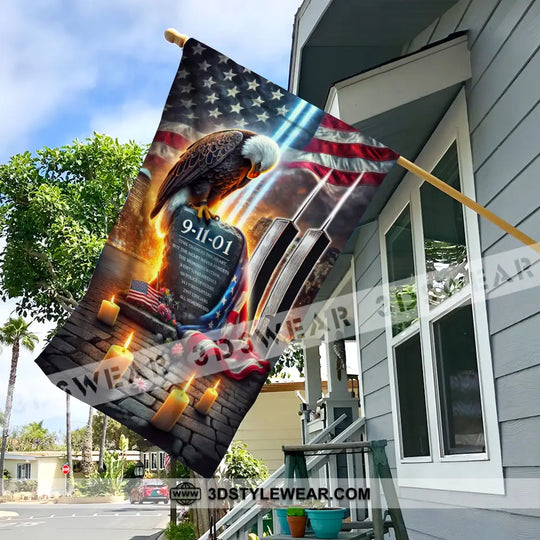 United States Flag, Fireman 911 Memorial - American Memorial Flag style option 1