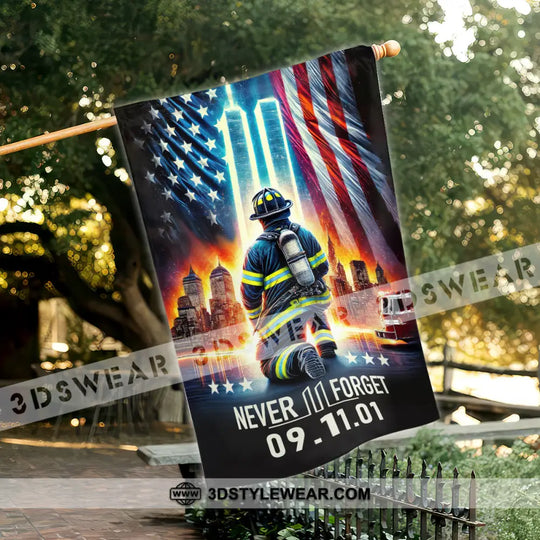 United States Flag, Fireman 911 Memorial - American Memorial Flag style option 1