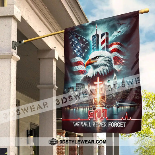 United States Flag, Fireman 911 Memorial - American Memorial Flag style option 3