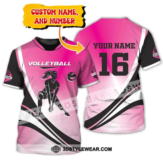 Woman Shirt, Custom Name and Number Volleyball Shirt, T-Shirt for Volleyball Club, Gift for Volleyball Players style option 1