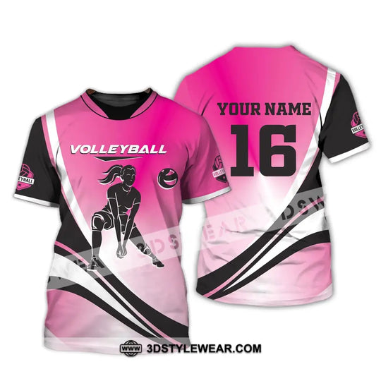 Woman Shirt, Custom Name and Number Volleyball Shirt, T-Shirt for Volleyball Club, Gift for Volleyball Players style option 2