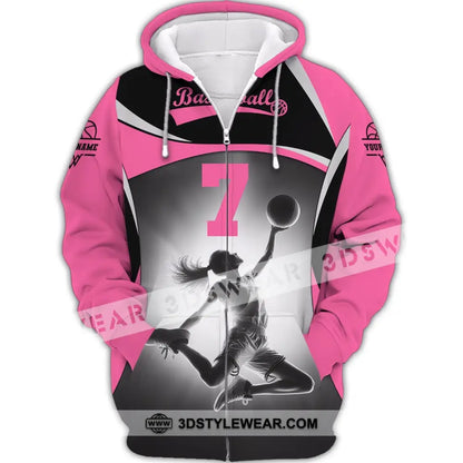 Woman Shirt Custom Name And Number Volleyball T-Shirt For Team Gift Players Zipper Hoodie / S