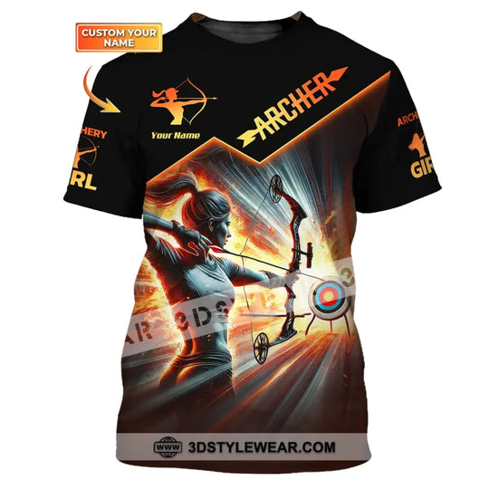 Woman Shirt, Custom Name Archer Shirt, Archery Girl, Shirt for Archery Lovers style option 1