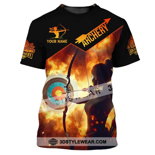 Woman Shirt, Custom Name Archery T-Shirt, Archer Hoodie Long Sleeve Shirt , Gift for Archery Lovers style option 3