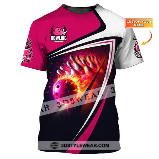 Woman Shirt, Custom Name Bowling Zip Polo Shirt, Shirt for Bowling Player, Bowling T-shirt style option 1
